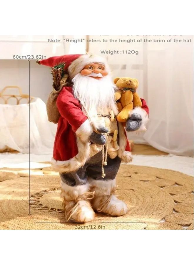 Red A Model 23 62inch Santa Claus Doll Movable Arms Sitting Base Christmas Decor - Image 2